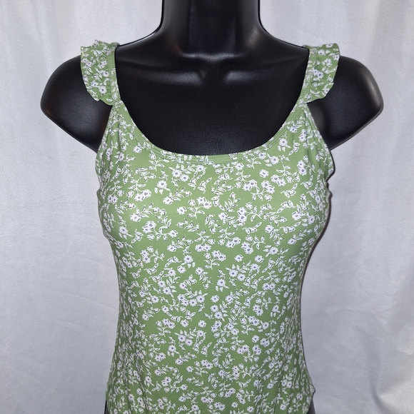 SHEIN Green and White Floral Swimsuit - Picture 2 of 7